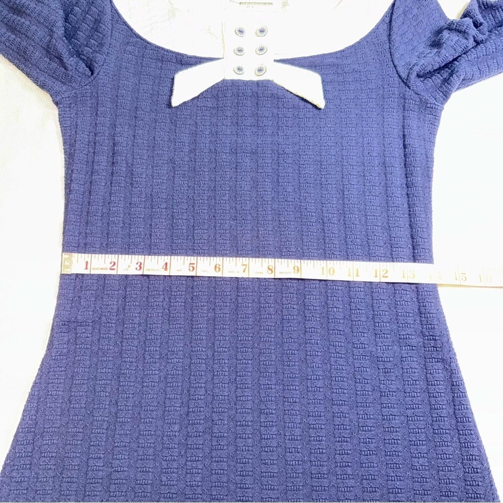 Anthropologie Pilcro Navy Blue Ribbed
Knit Top Shirt Sweater Sailor Bow Sz S - Picture 6 of 12